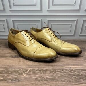 Paolo DaPonte Cap Toe Oxford Shoes Mens Yellow Tan Leather Made in Italy 43/10